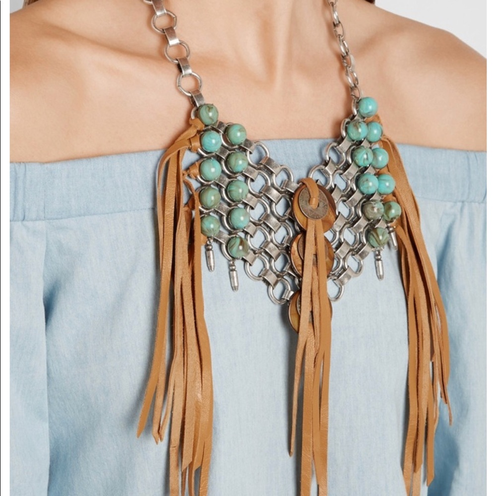 Dannijo Ipsa Necklace with turquoise beads & suede - Picture 1 of 5